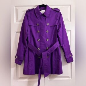 Women's Purple Double-Breasted Trench Coat